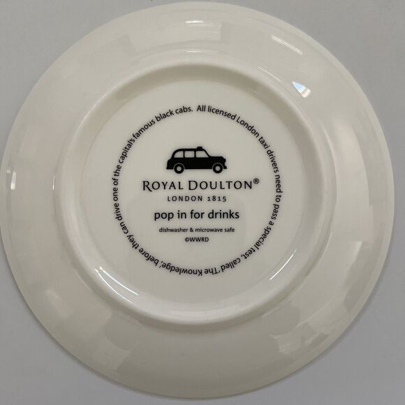 British Theme Plates Royal Doulton POP IN FOR DRINKS Set of 4 Appetizer Dishes - Picture 3 of 10